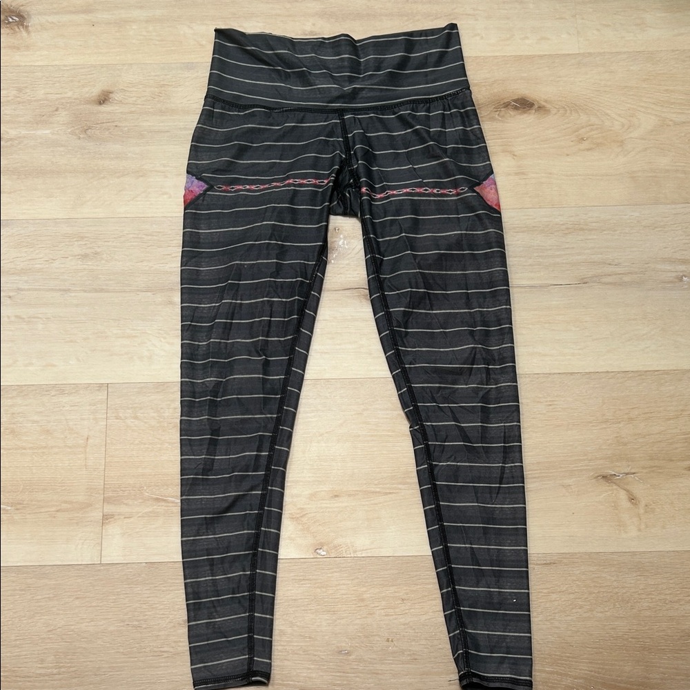 Teeki Black and Pink Striped Leggings